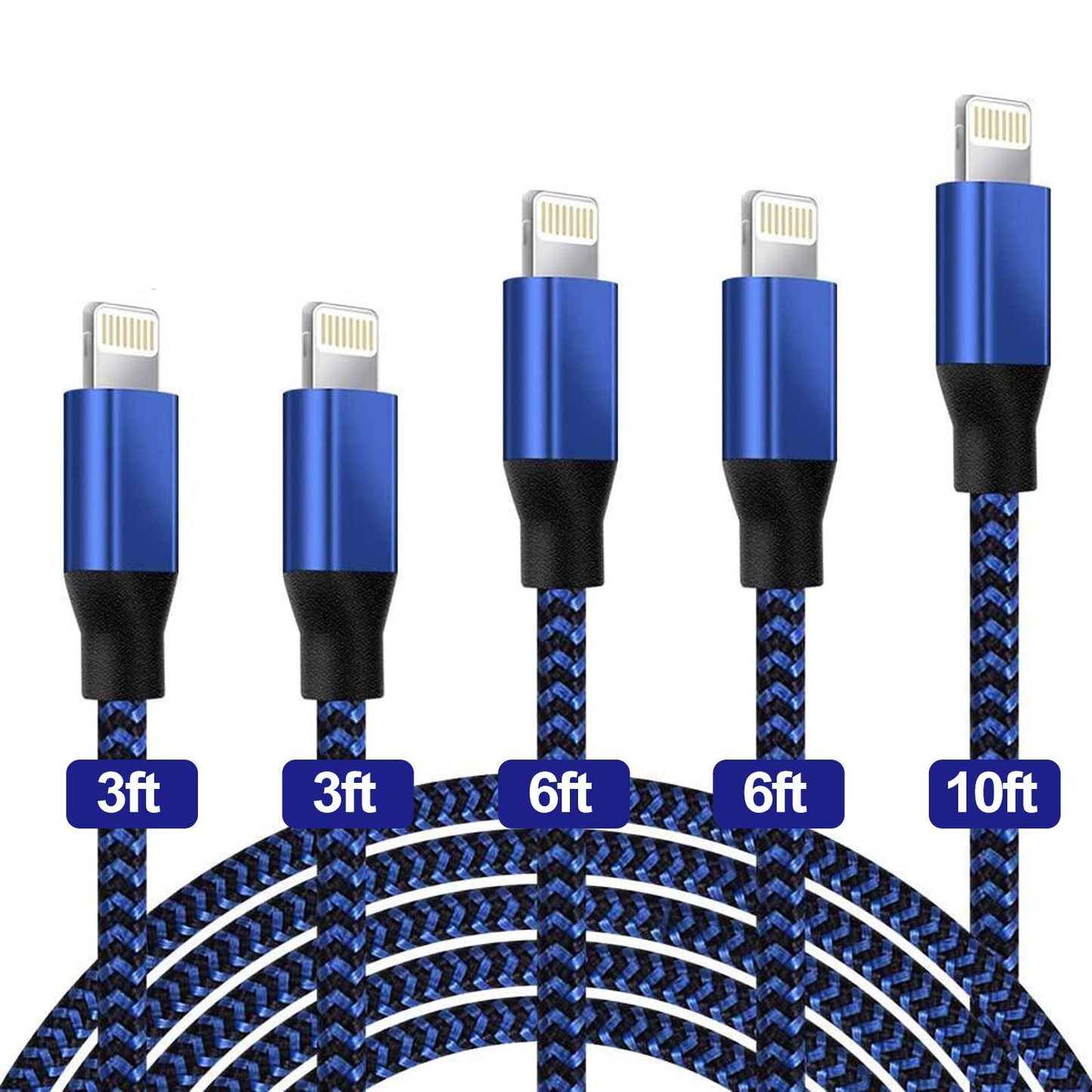 [Apple MFi Certified] iPhone Charger 5Pack(3/3/6/6/10 FT)Long Lightning Cable Fast Charging High Speed Data Sync USB Cable Compatible iPhone…