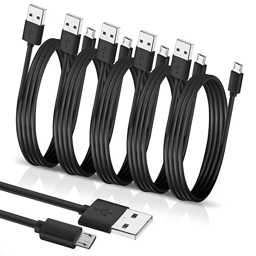 BRENDAZ (5 Pack) Micro USB Cable - Micro USB to USB Charger Cord, Data Transfer Android USB Cord, Compatible with Kindle Fire HD Tablet, Xbox One S X