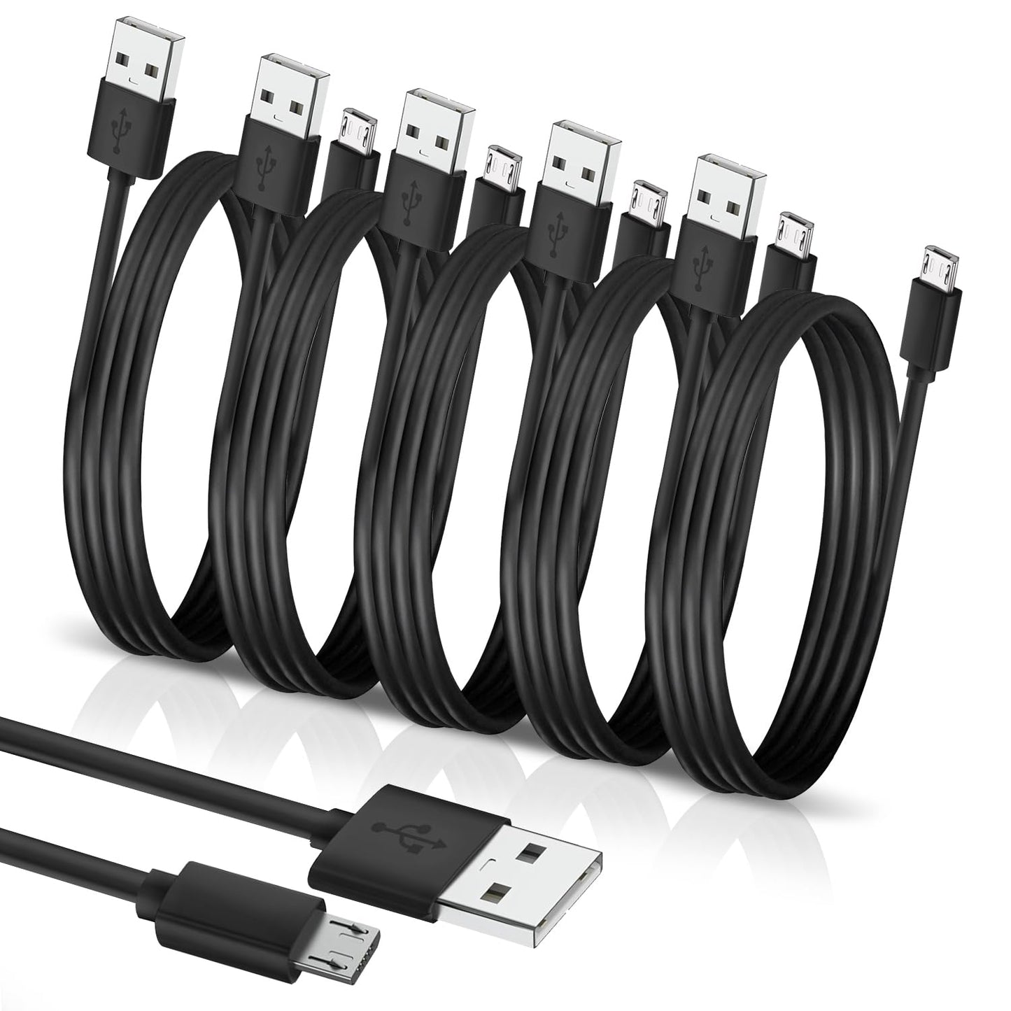 BRENDAZ (5 Pack) Micro USB Cable - Micro USB to USB Charger Cord, Data Transfer Android USB Cord, Compatible with Kindle Fire HD Tablet, Xbox One S X
