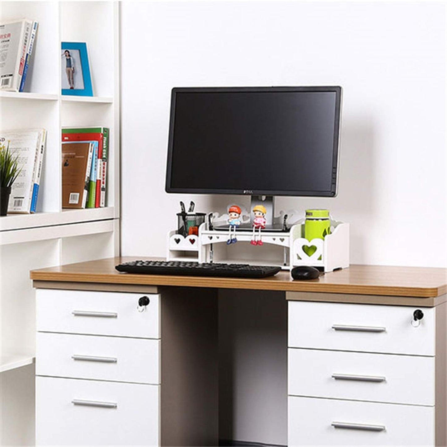 YUMUO Wooden Monitor Stand Riser Screen Riser Monitor Riser Screen Stand Desk Attachment Screen Enhancement Desktop Organizer Display mounting Rack