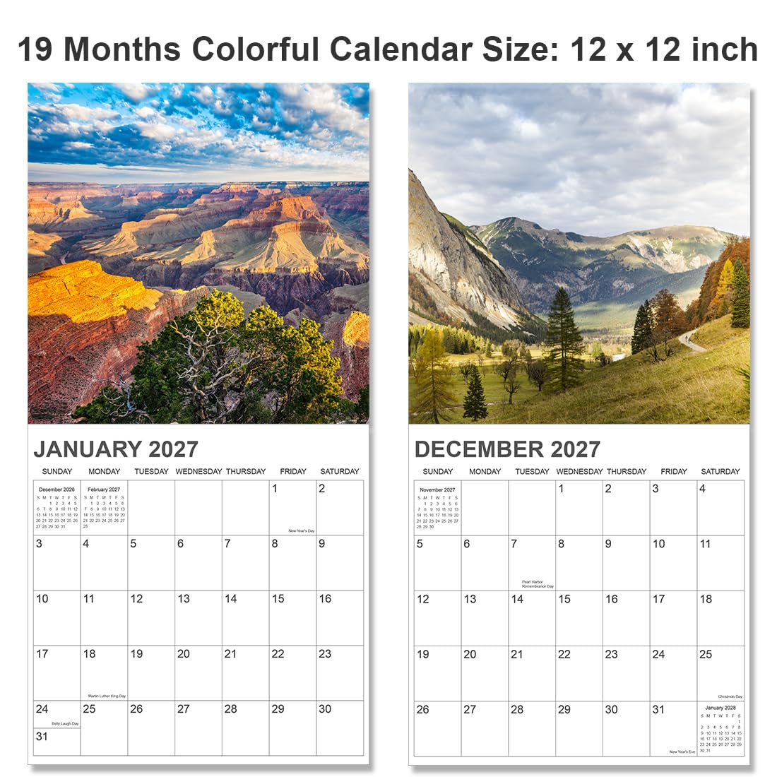 Calendar 2026 from January 2026 - December 2026, 12" x 24" Opened 12 Months Calendar, Full Page Months Thick & Sturdy Paper for Gift Perfect Calendar