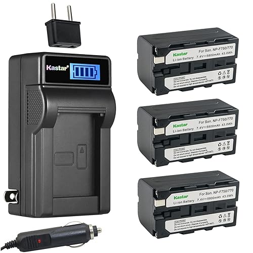 Kastar 3-Pack NP-F770 Battery and LCD AC Charger Compatible with Z Cam E2 Professional 4k Cinematic Camera, Atomos Shogun Flame, Atomos Shogun