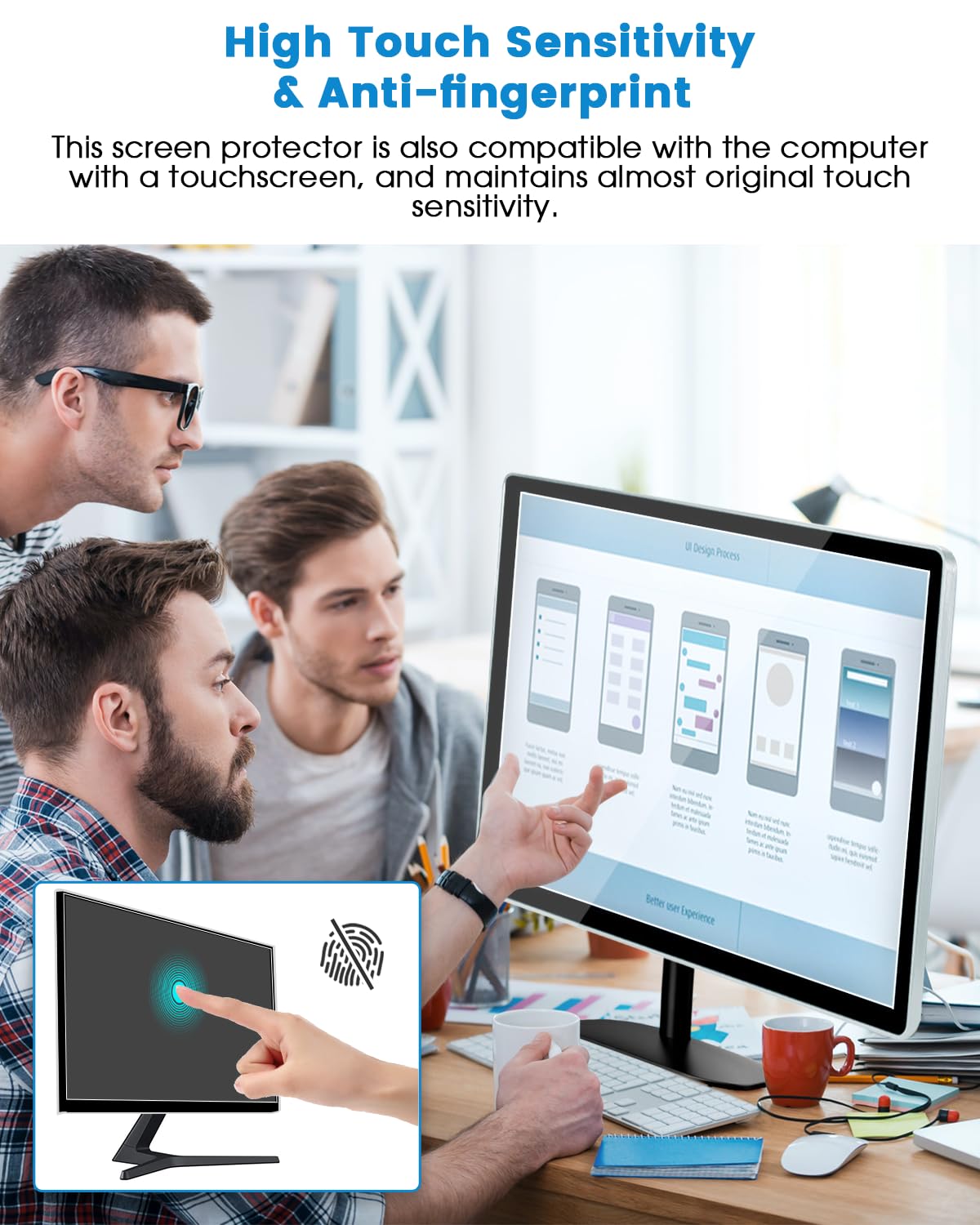 F FORITO 2-Pack 24 inch 16:9 Matte Anti Glare Computer Screen Cover, Anti Glare Eye Protection Film Compatible with All 24" Widescreen Monitors
