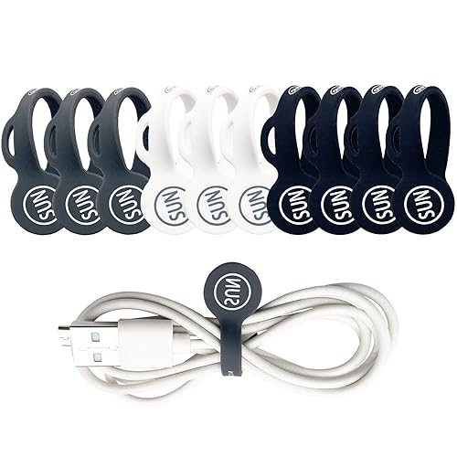 SUNFICON 10 Pack Earbuds Cords Organizers Magnetic Cable Clips Organizers Bookmark Clips Whiteboard Noticeboard Fridge Magnets USB Cable Manager