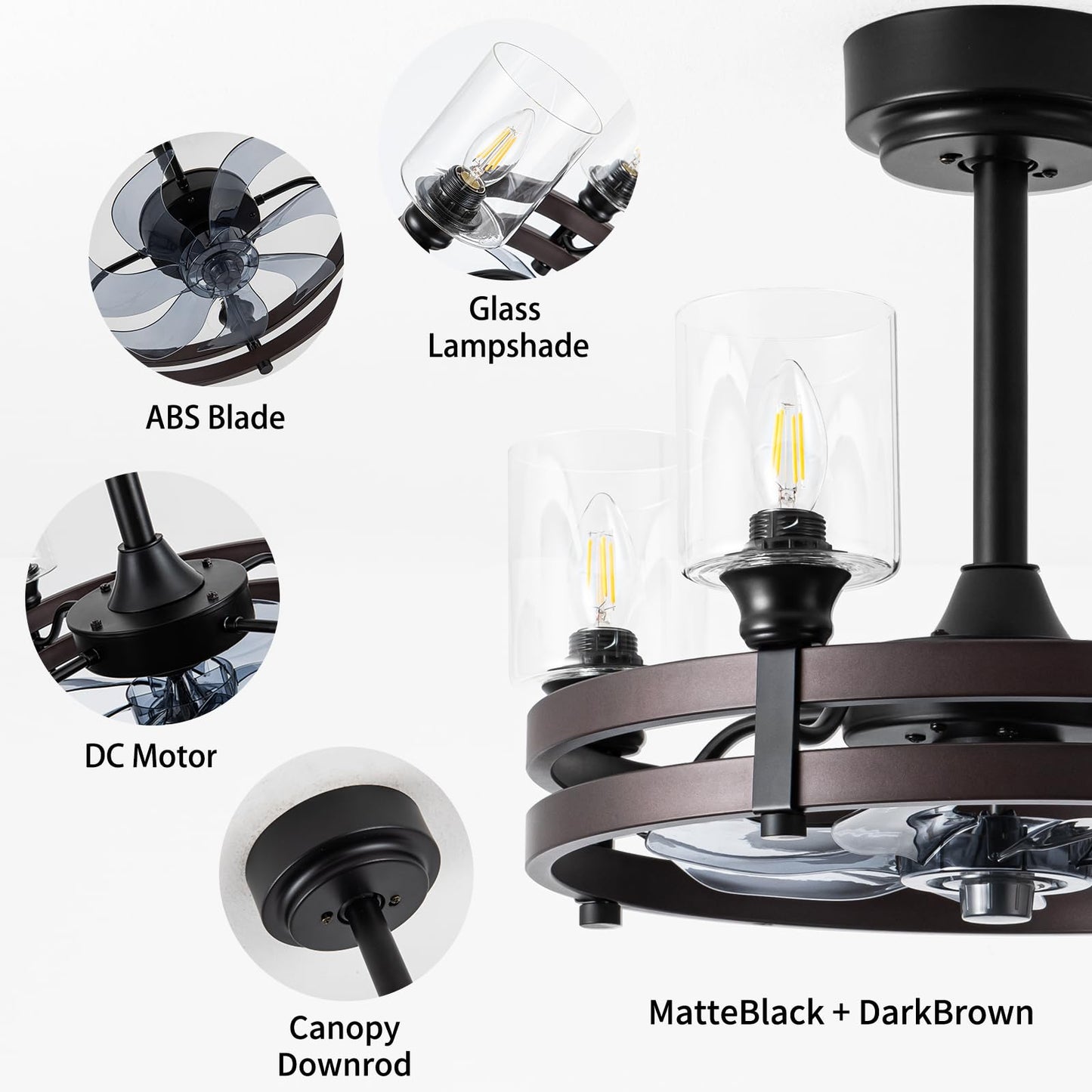 zsvicka 21" Caged Ceiling Fan with Light,Dining Room Fandelier,Black/Bronze