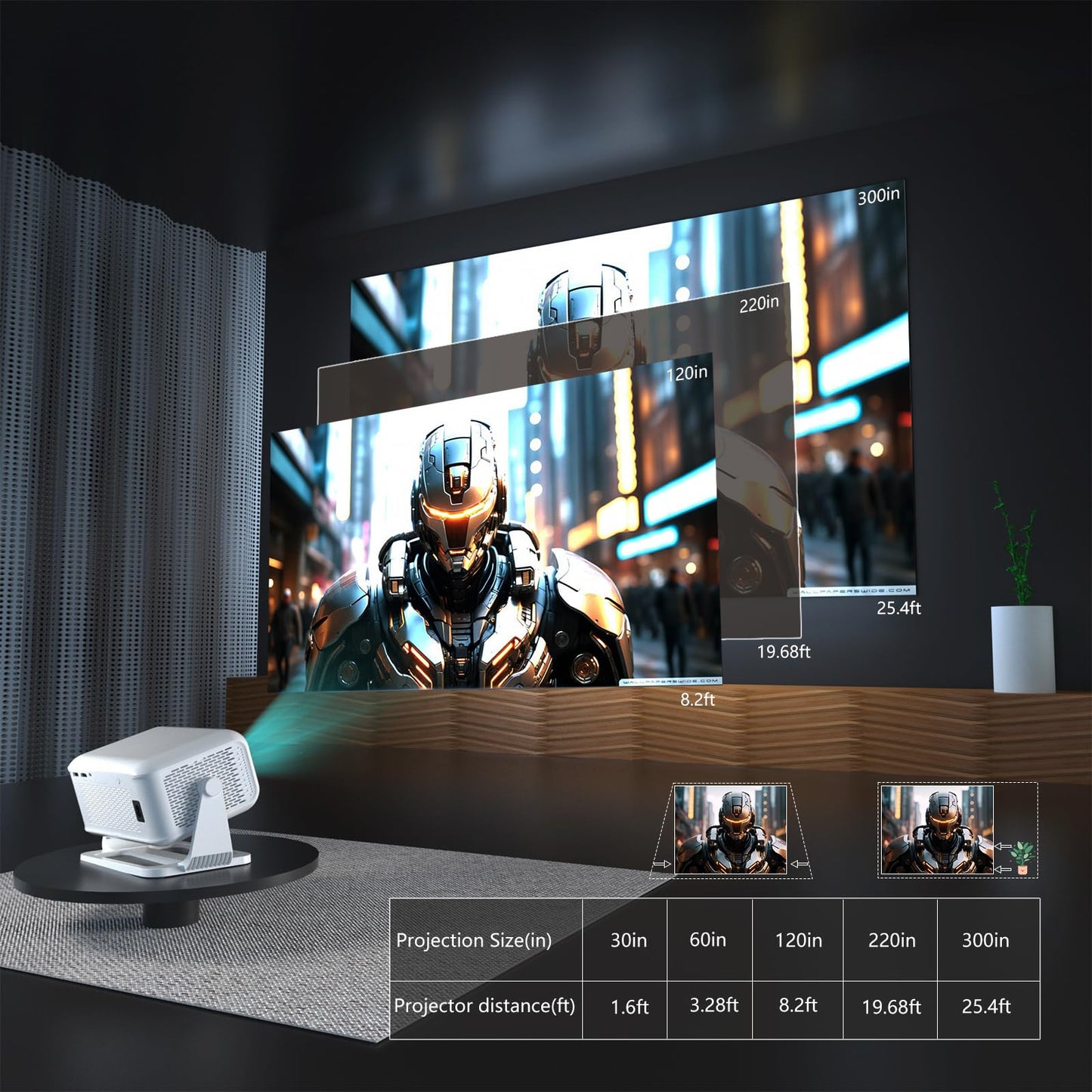 Netflix Officially 4K Smart Projector with WiFi and Bluetooth, AI Auto Focus 800 ANSI 1080P Native Portable Outdoor Indoor Home Video Projectors