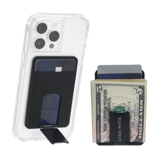 Case-Mate 3in1 Magnetic Wallet for iPhone [Card Holder] MagSafe Wallet [Holds up to 2 Cards + Cash] Detachable Magnetic Phone Card Holder with Stand