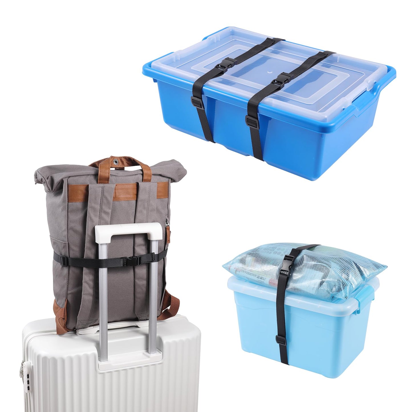 Vigorport Utility Straps 4-Pack – Adjustable Nylon Straps with Quick Release Buckle for Backpack, Travel, Camping – Black 40”