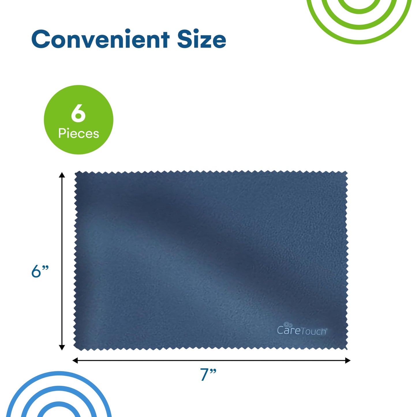 Care Touch Microfiber Cleaning Cloths, 6 Pack - Cleans Glasses, Lenses, Phones, Screens, Other Delicate Surfaces - Large Lint Free Microfiber Cloths