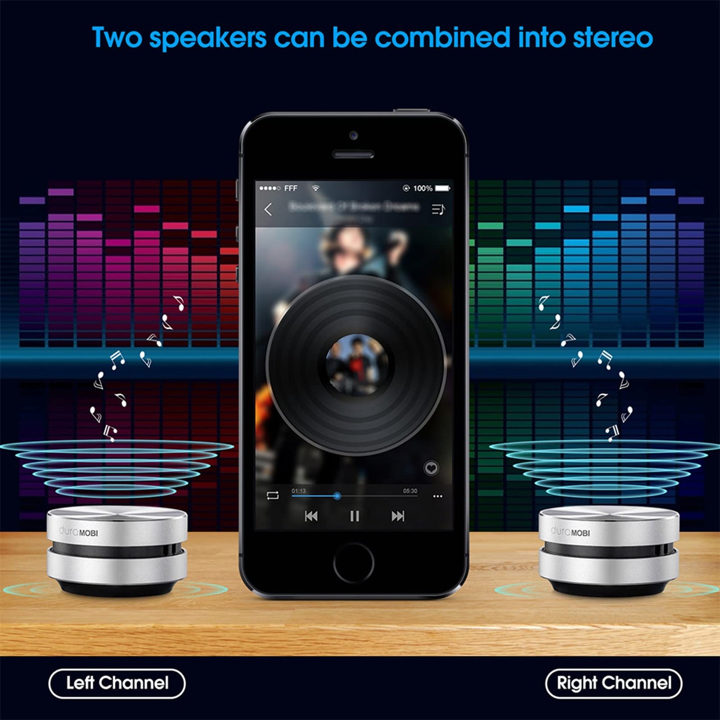 Henniu Bone Conduction Speakers, Wireless 2 Pack Mini Portable Loud Stereo Sound Built-in Mic (Silver-2pcs)