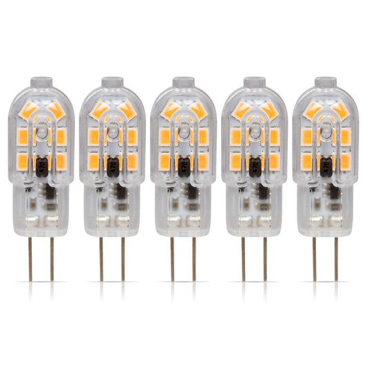Simba Lighting LED G4 1.5W 12V AC/DC T4 JC Bulb, Bi-Pin Base, 3000K, 5 Pack