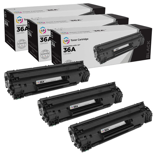 LD Products Compatible HP 36A Black Toner Cartridge Replacement CB436A (3-Pack) Compatible with the Following HP Printers M1522n MFP M1522nf MFP P1505