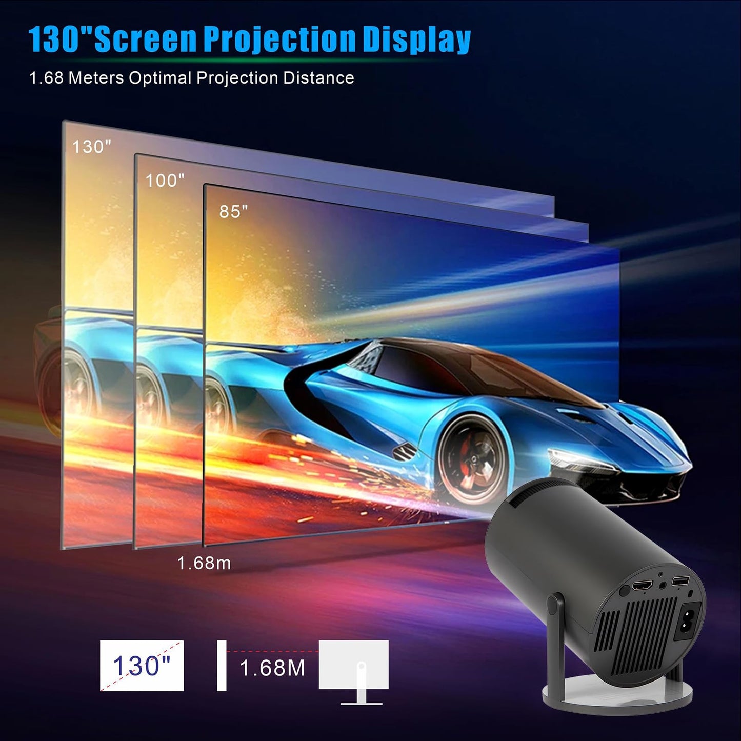 Mini Projector,Smart Projector,4K Projector with Wifi 6 and Bluetooth 5,Portable Projector with Android 11, Automatic Keystone Correction,180