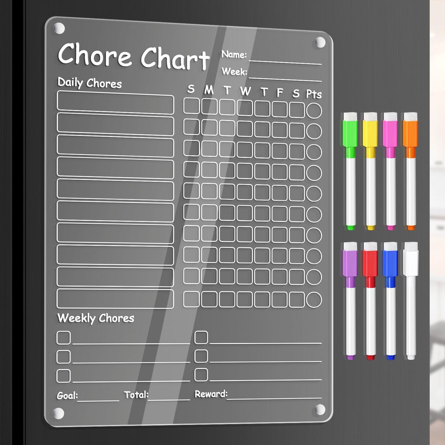 Acrylic Dry Erase Board Whiteboard for Fridge Meal Planner Menu Board for Kitchen to do List Shopping List Grocery List Family Dinner Refrigerator
