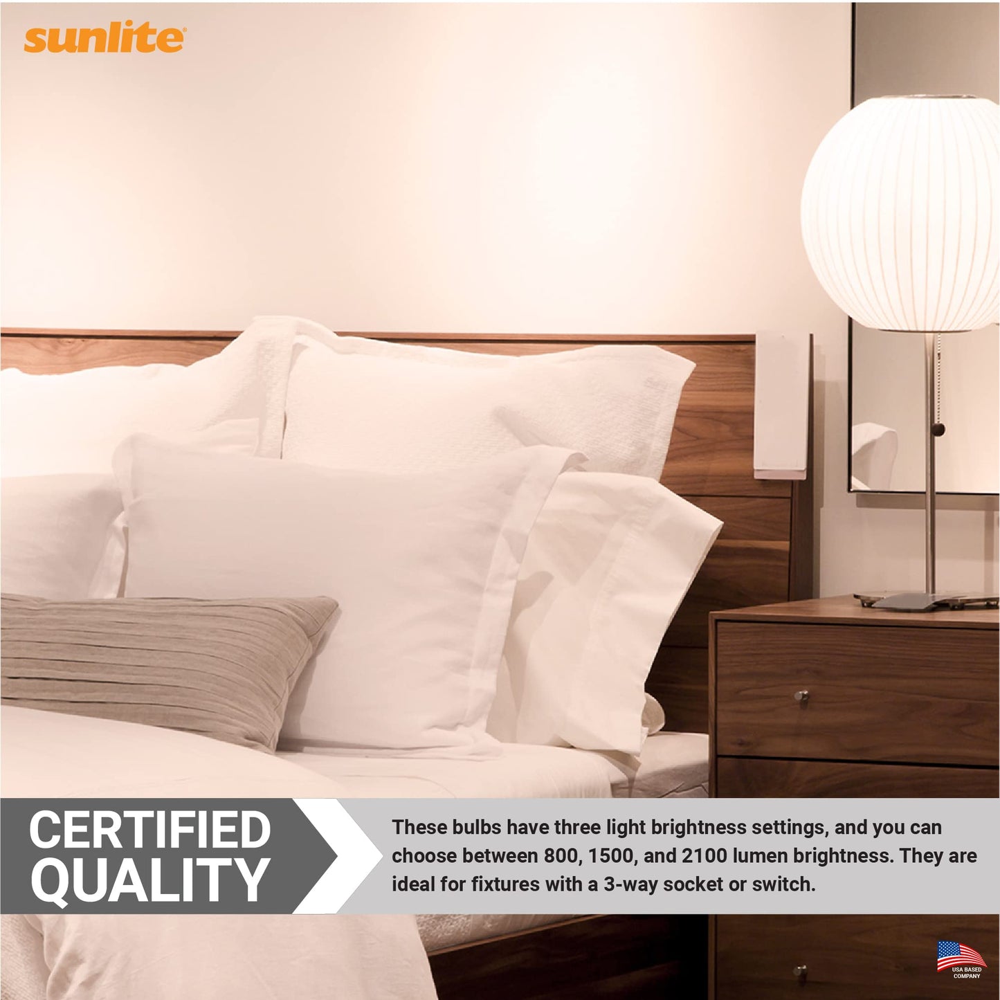 Sunlite 70327 3-Way LED A21 Light Bulb, 6/12/19 Watts (60W 75W 125W Equivalent), 800-1500-2100 Lumens, Medium E26 Base, Omni-Directional, UL Listed