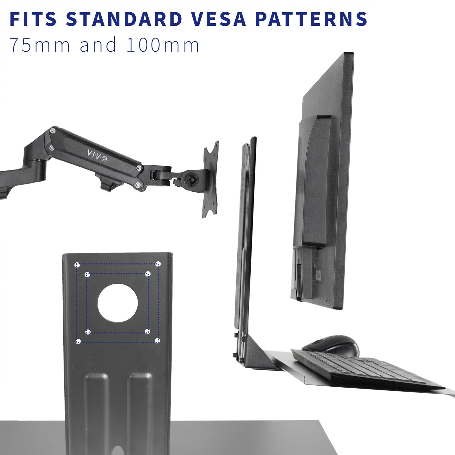 VIVO Computer Keyboard and Mouse Platform Tray VESA Mount Attachment 25.5 x 8 inch Surface (MOUNT-KB03)