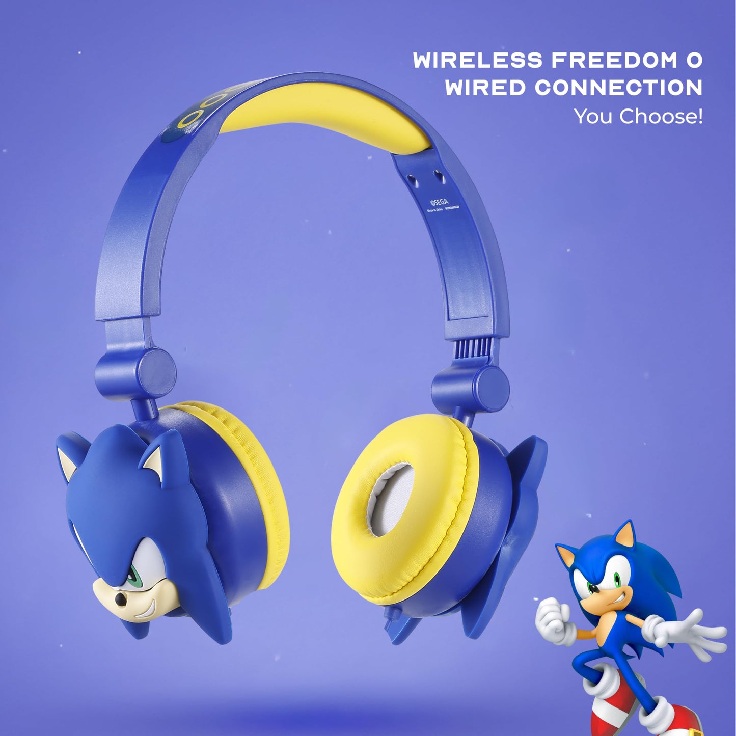 Sonic The Hedgehog - Kids Bluetooth Headphones, Wireless & Wired Over-Ear Headphones with Safe Volume, Adjustable Headband, Rechargeable Battery…
