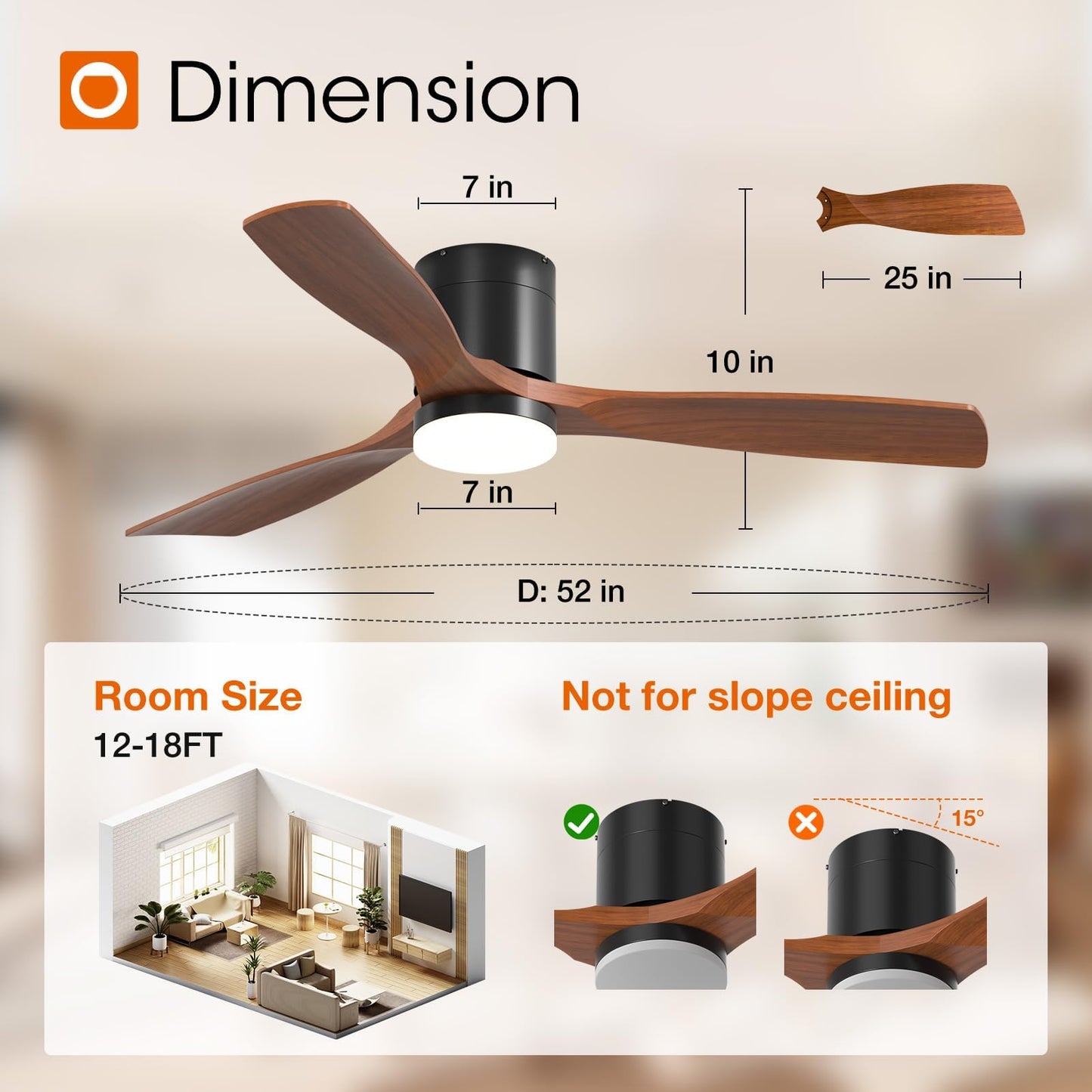 addlon 2 Pack 52 Inch Flush Mount Ceiling Fans with Lights and Remote