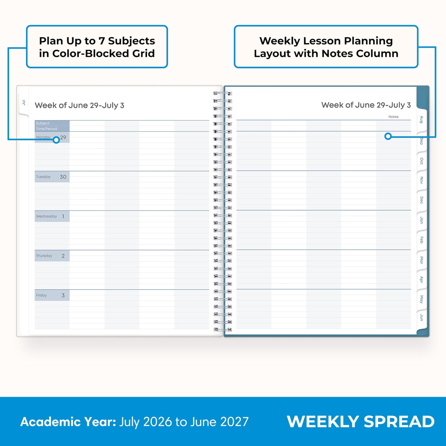 Blue Sky 2026-2027 Weekly & Monthly Academic Planner, 8.5"x11" Ditsy Dapple
