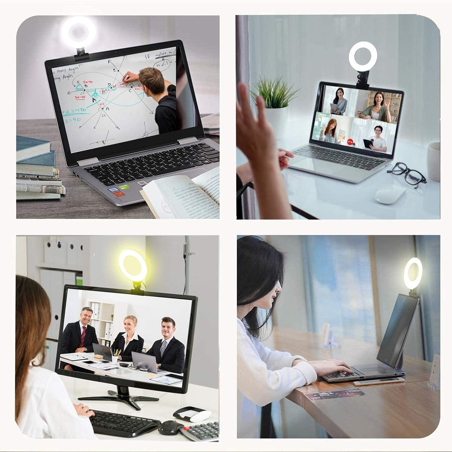 Ring Light Video Conference Lighting Kit 3200k-6500K Dimmable Led Clip on Computer Monitor Laptop Phone for Content Creator (YouTube/TikTok/Twitch)