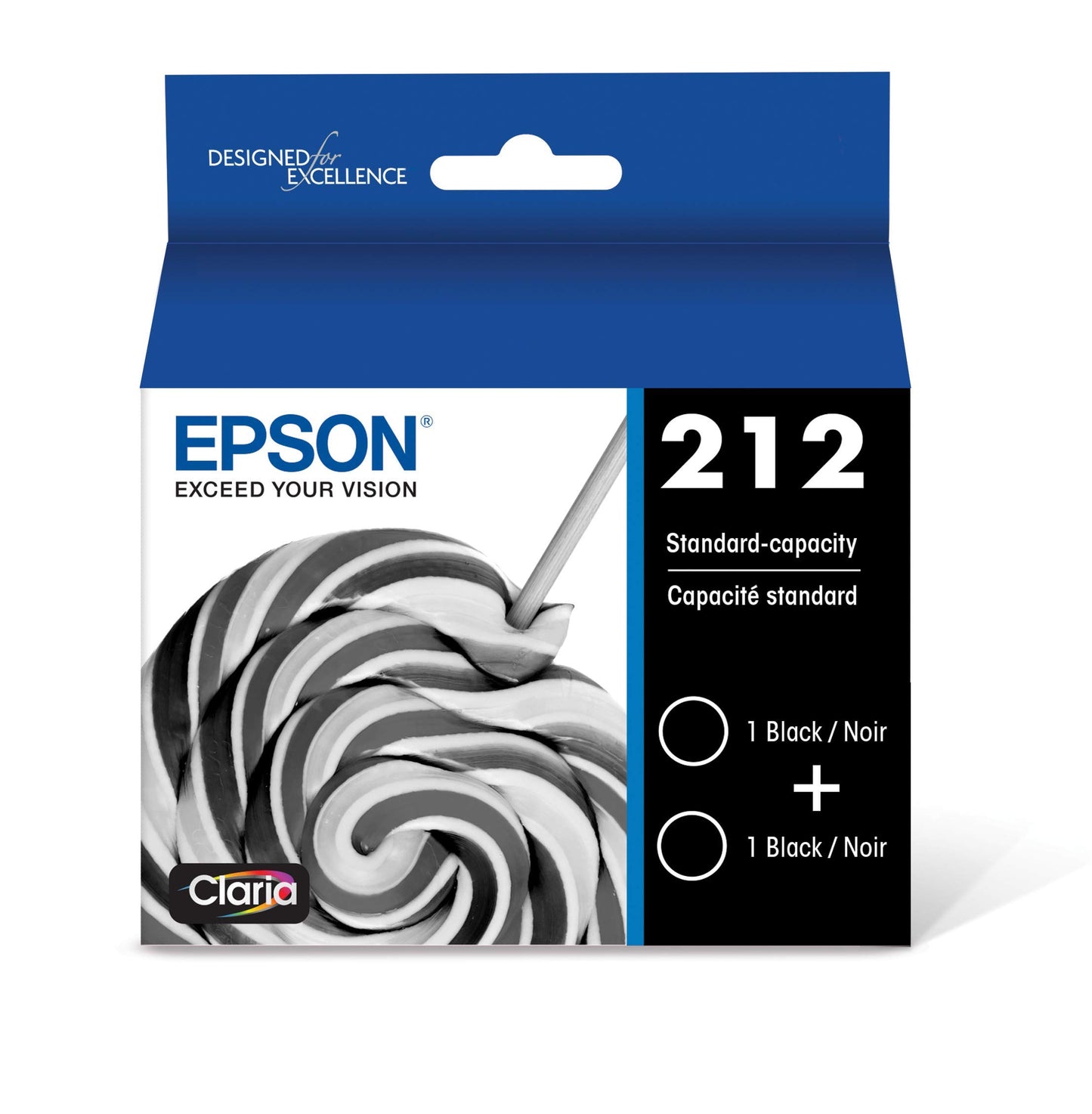 EPSON 212 Claria Ink Standard Capacity Black Dual Cartridge Pack (T212120-D2) Works with WorkForce WF-2830, 2850 and Expression XP-4100, 4105