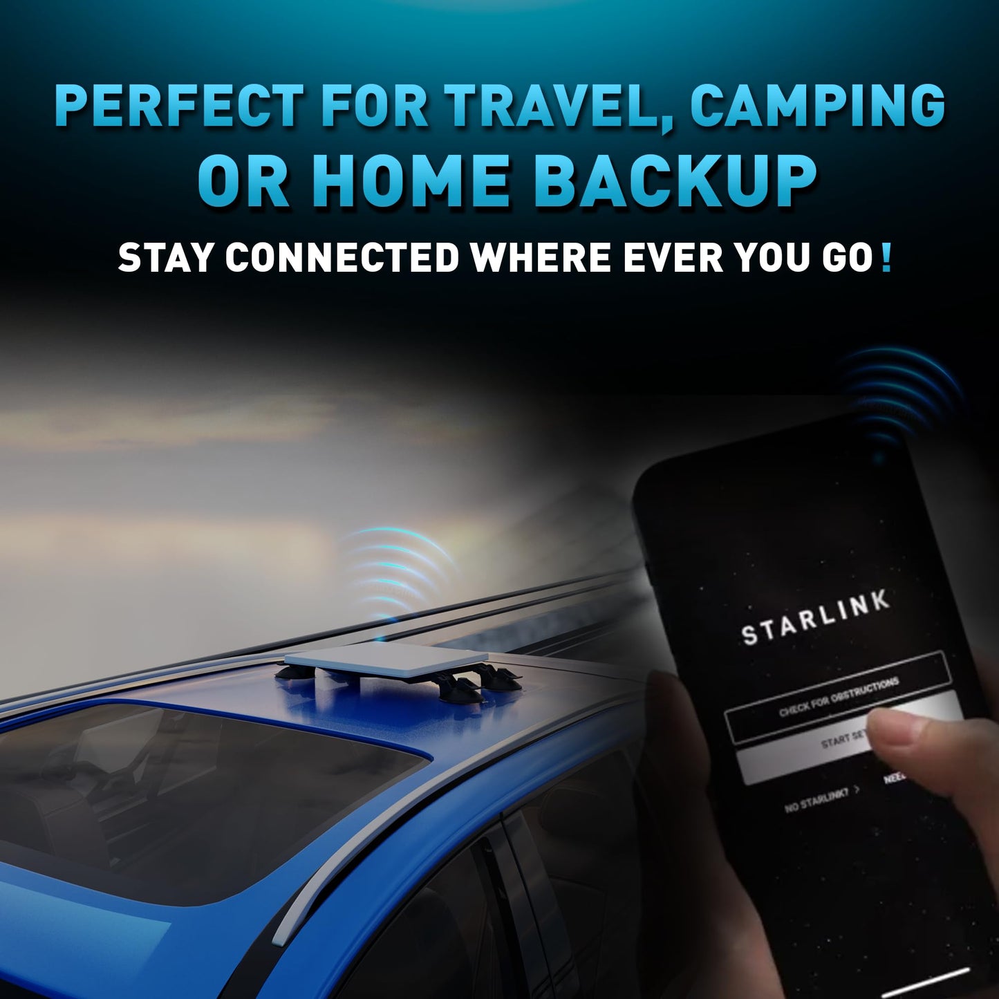Starlink Mini Mount - Suction Cup Mount & Included 10ft Car Charger Cable | 220lbs Connection Strength | Starlink Mini Accessories Car, RVs, Boats