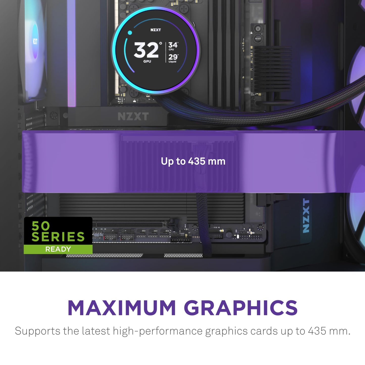 NZXT H9 Flow RGB (2025) - Large Dual-Chamber ATX Mid-Tower Airflow PC Case - Includes 1 x 420mm RGB Fan Unit & 1 x 120mm Fan - 420mm Radiator Support
