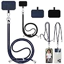 YONNAXO 2 Pcs Universal Cell Phone Lanyard, Crossbody Patch Phone Lanyard with Adjustable Nylon Neck Strap with Every Mobile Phone (Blue + Black)…