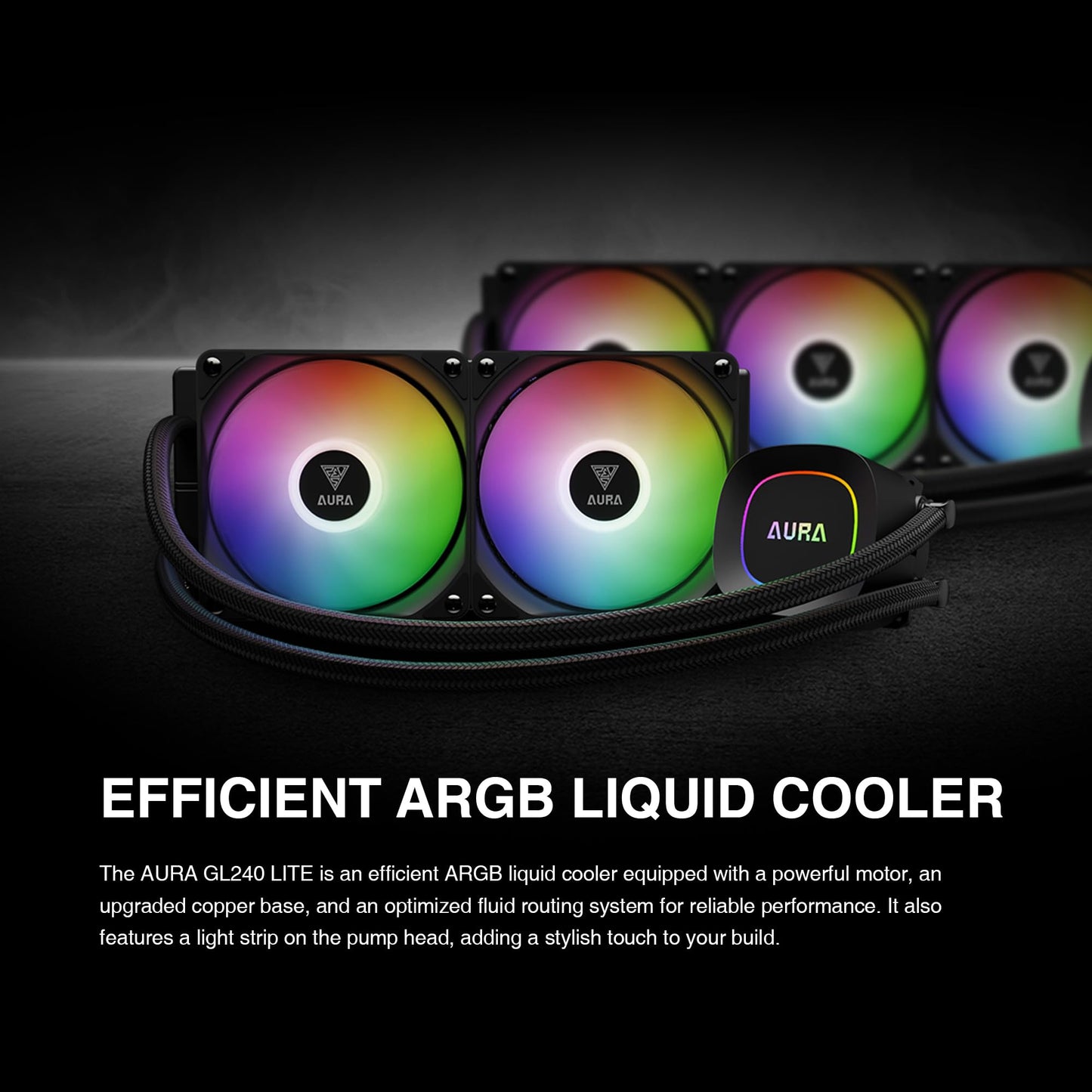 GAMDIAS 240mm AIO CPU Cooler, ARGB Liquid Cooler with 2×120mm PWM Fans Up to 73.7CFM, All-in-One Water Cooling CPU Cooler for Intel