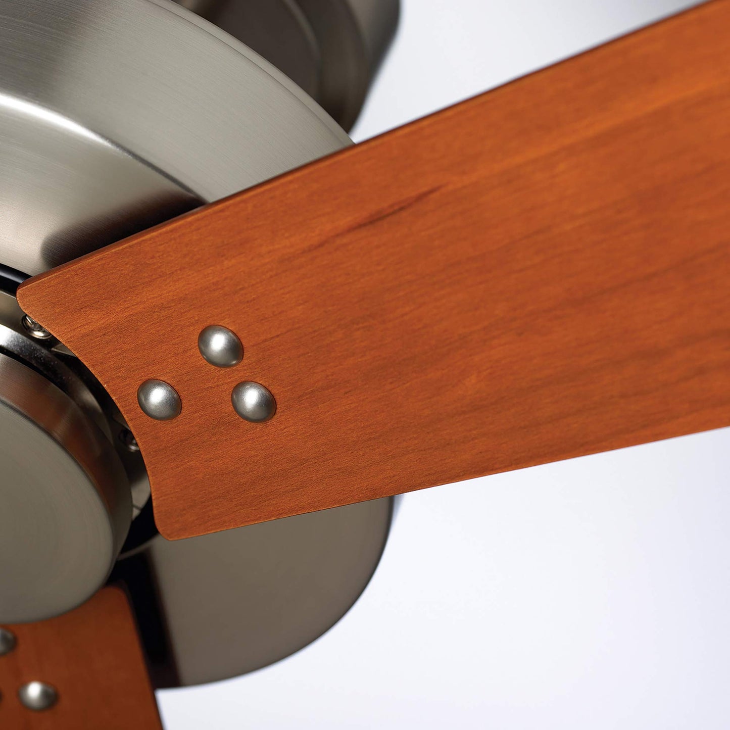 Luminance kathy ireland HOME Keane 52 Inch Ceiling Fan, Brushed Steel | Modern Design with 4-Speed Wall Control | 3 Reversible Wood Blades in Cherry