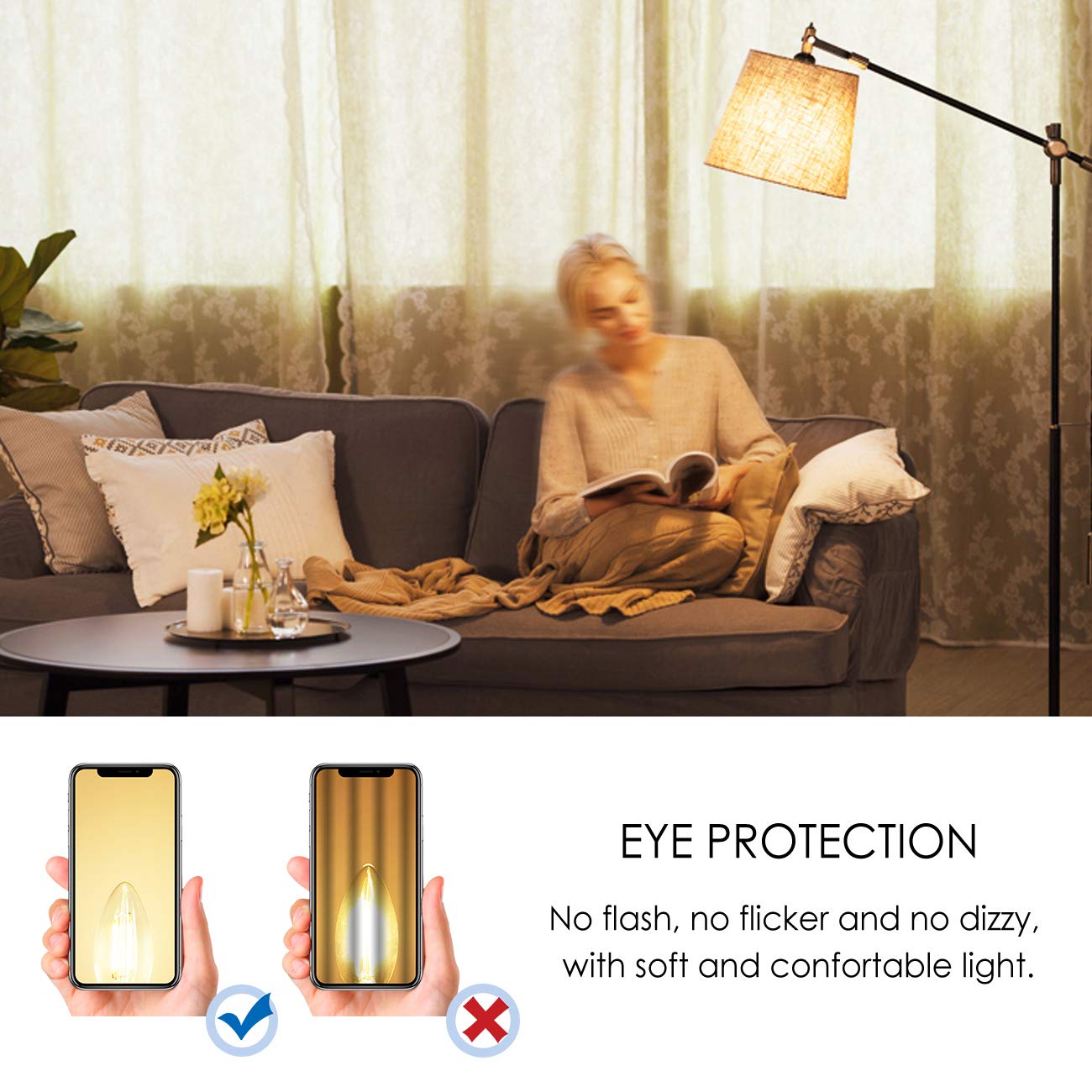 LVWIT B11 LED Filament Bulb E26 Chandelier Medium Base 2700K Warm White, 4W(60W Equivalent) 500 Lumens Non-Dimmable Decorative Candelabra Candle Light