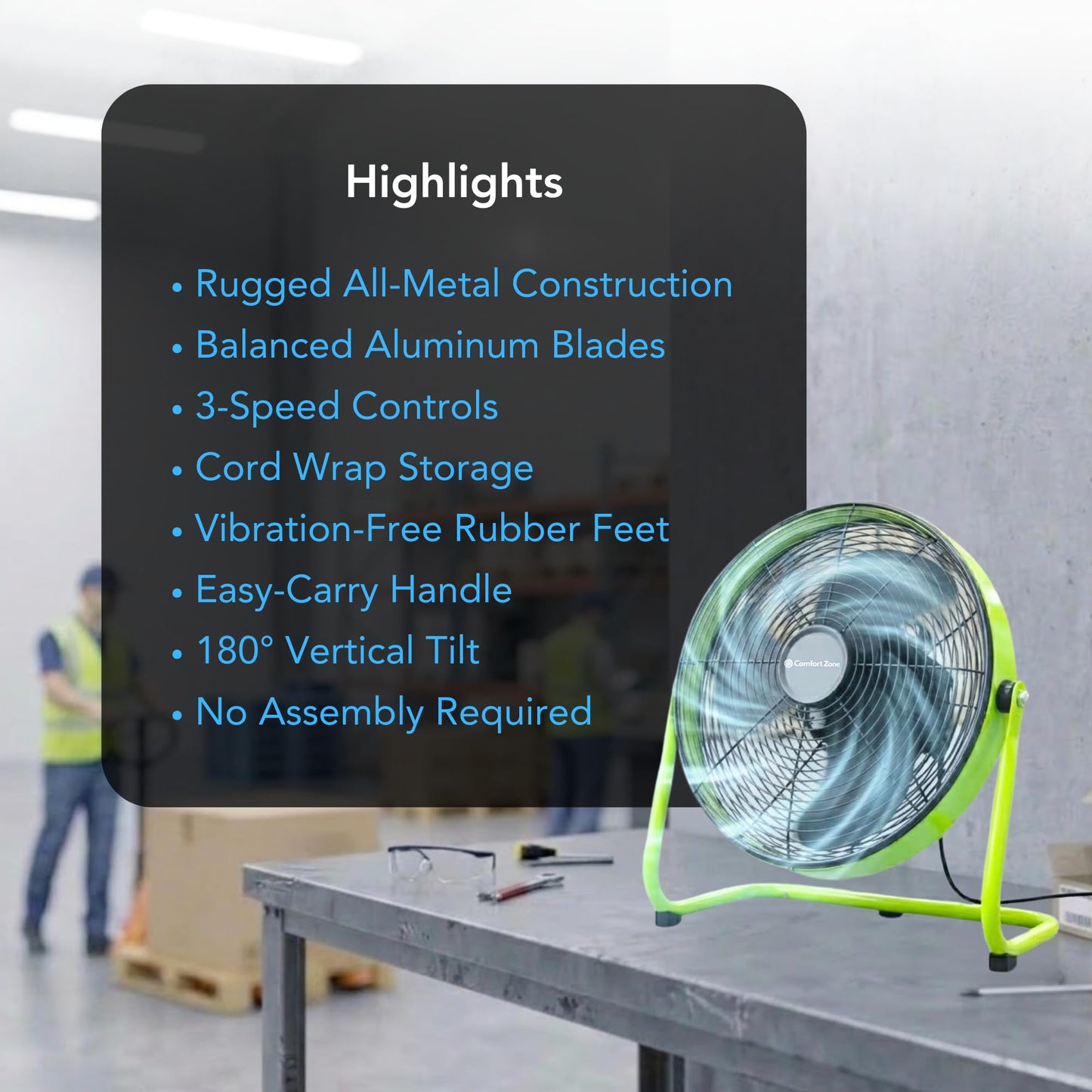 Comfort Zone 9-Inch High-Velocity Desk Fan