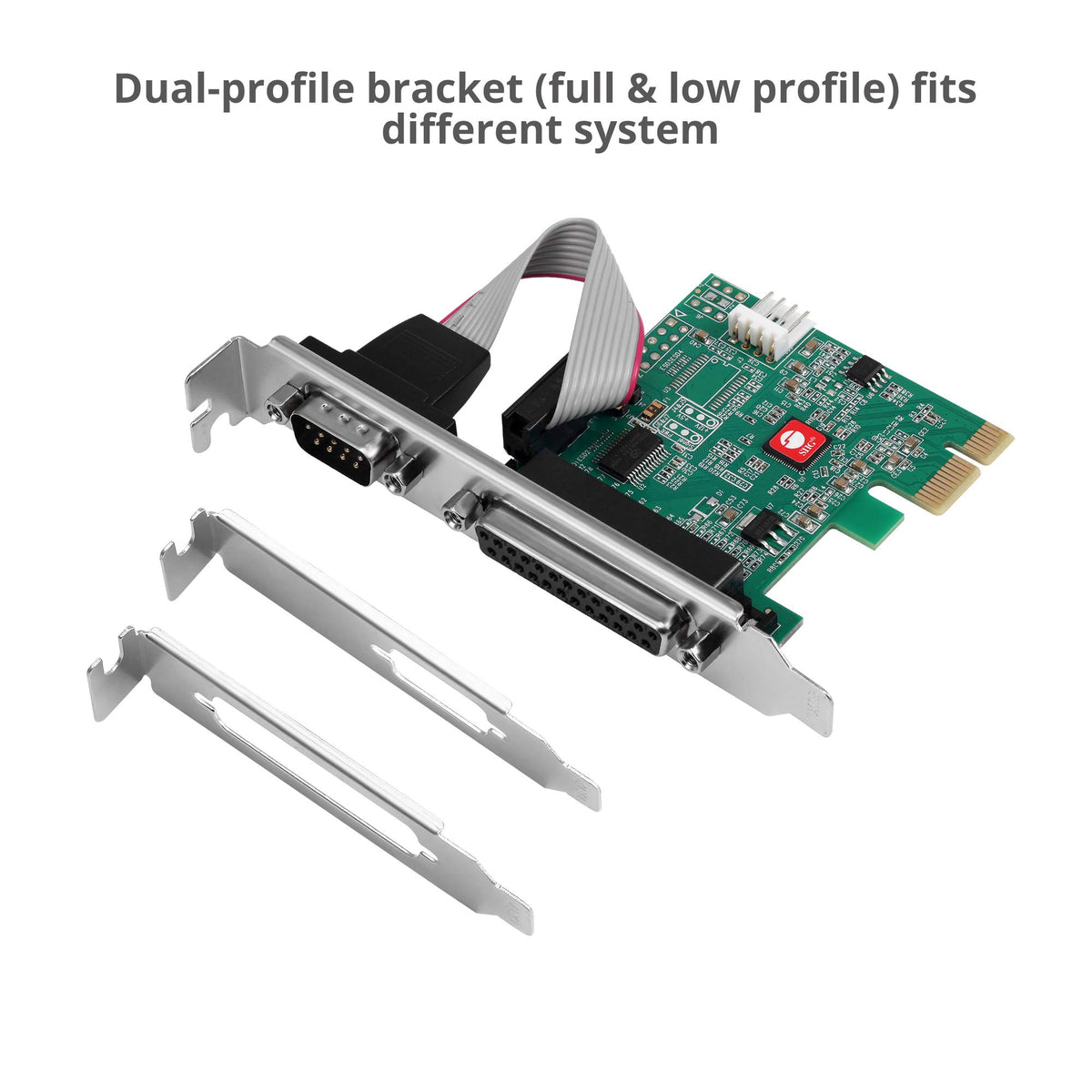 SIIG 1-Port RS-232 and 1-Port Parallel PCIe Card, 16C650 UART, JJ-E20311-S1