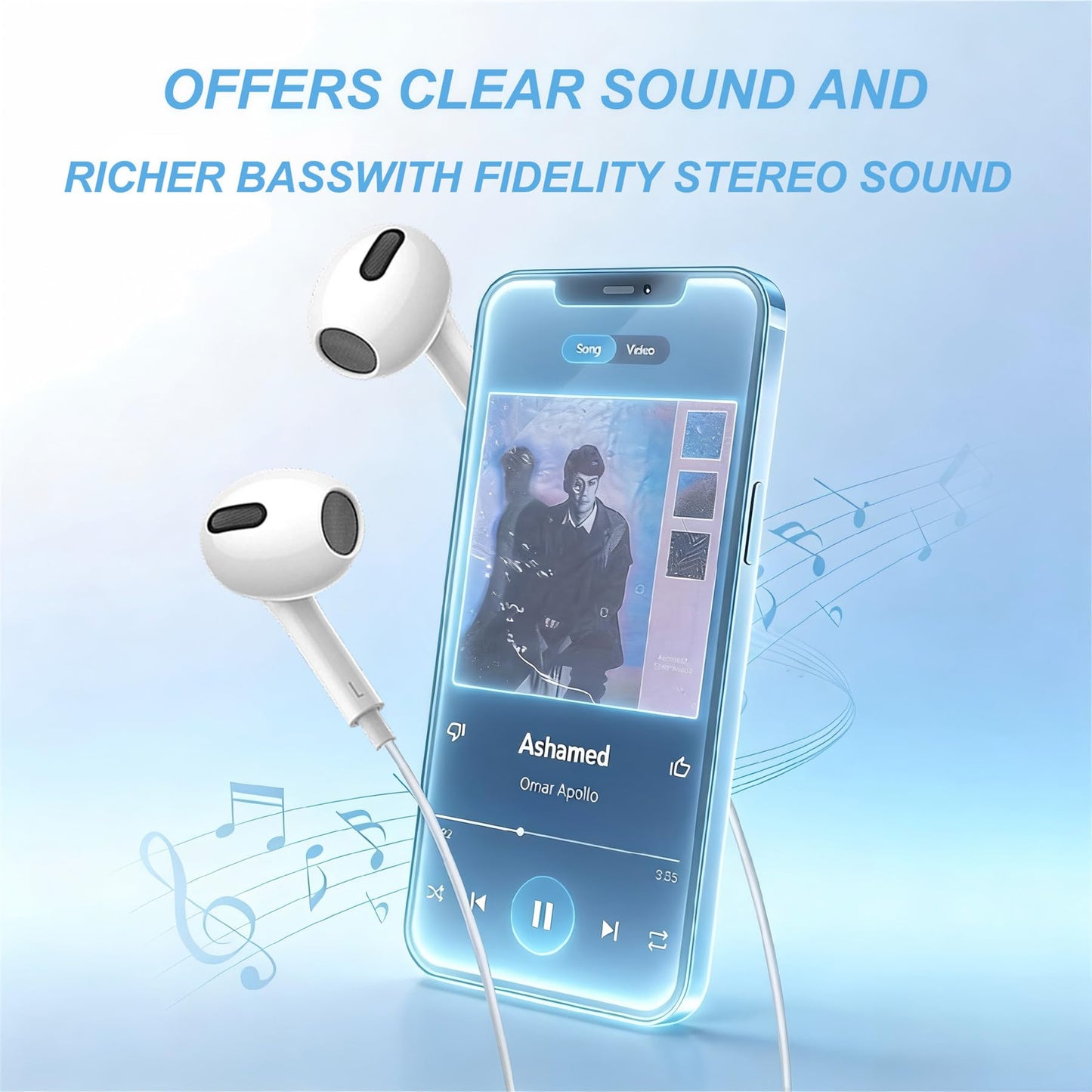 YouthCity 2 Packs for iPhone Headphones Wired Earbuds/Earphones