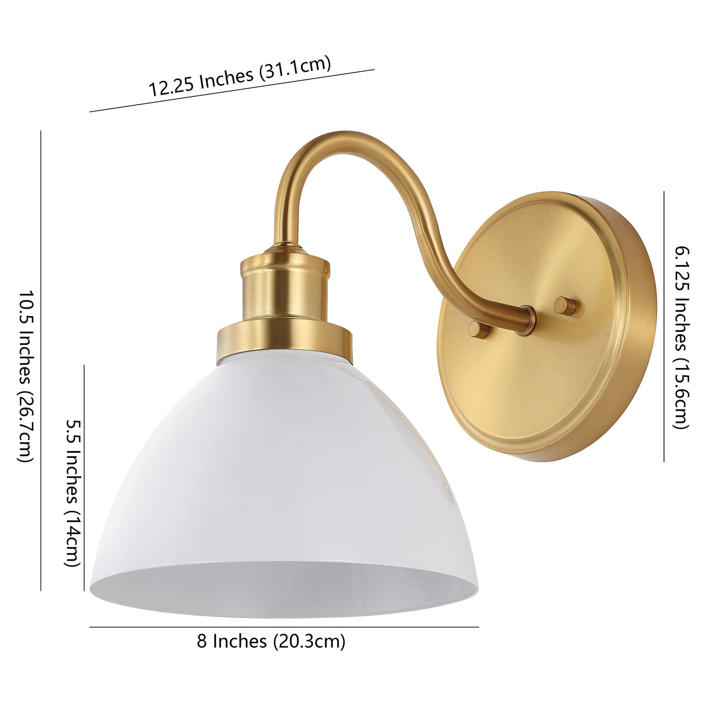 SAFAVIEH Lighting Collection Genetta Gold/White Shade Dome Single Wall Sconce