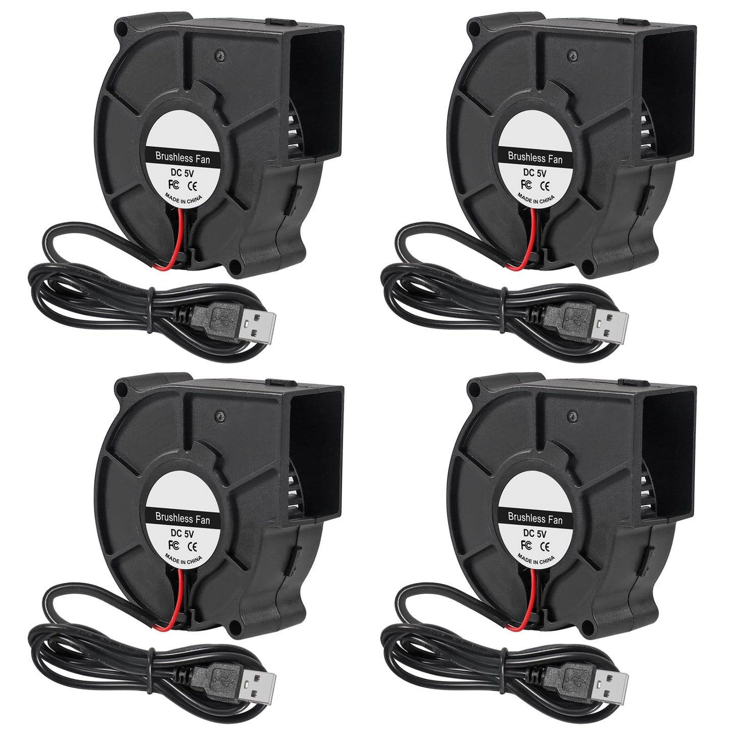 ACEIRMC 4pcs 75x30mm Blower Cooling Fan Turbine Centrifugal Fan 5V Brushless USB Sleeve Bearing/Dual Ball Bearing 2 pin Computer Fan Multi Used