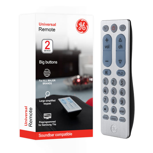 GE Big Button Universal Remote Control for Samsung, Vizio, Lg, Sony, Sharp, Roku, Apple TV, TCL, Panasonic, Smart TVs, Streaming Players, Blu-Ray