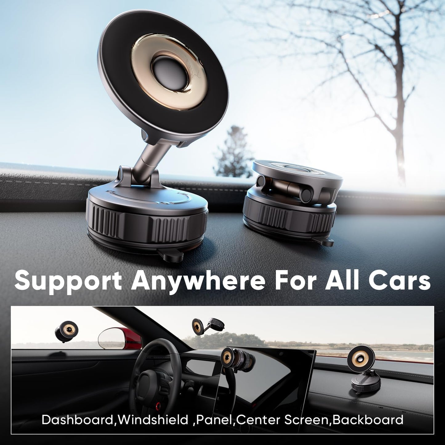Phone Holders for Your Car, Car Phone Holder for Magsafe [Upgraded Strongest Suction & Magnetic] 360° Adjustable Magnetic Car Phone Mount for Your
