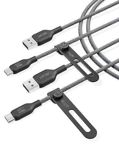 Anker Cable Bio-Briaded, Durable USB A to USB C Charger Cable for Samsung Galaxy Note Series, LG V30 (2 Pack, 6FT, Black)