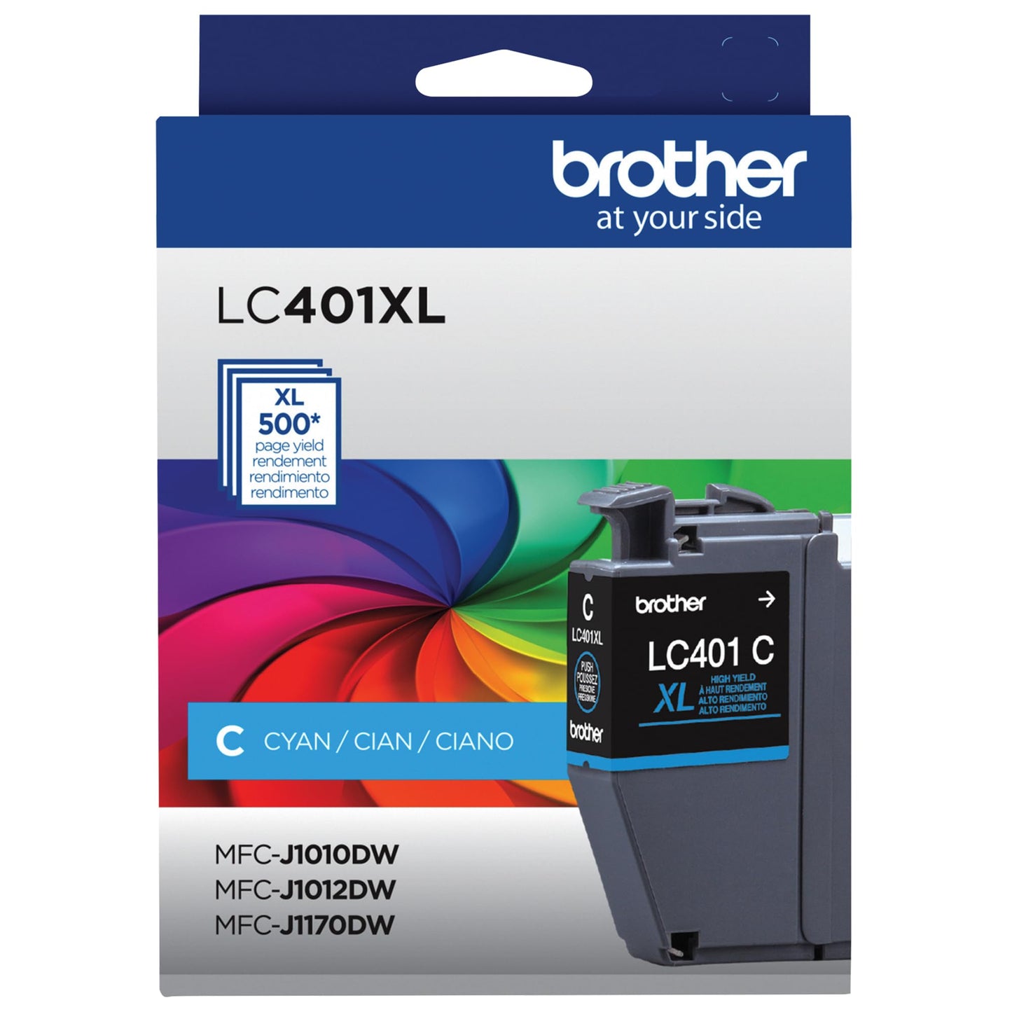 Brother Genuine High Yield Cyan Ink Cartridge, LC401XLCS, Cyan and Black