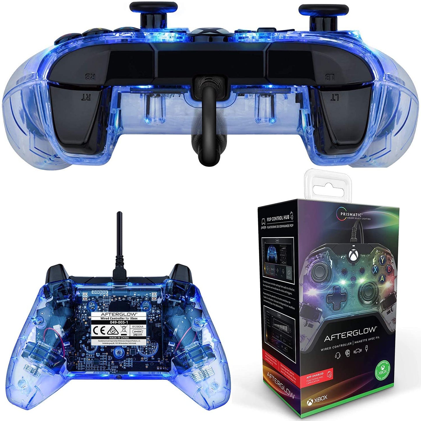 PDP Afterglow LED Wired Game Controller - RGB Hue Color Lights - USB Connector - Audio Controls - Dual Vibration Gamepad- Xbox Series X|S, Xbox One