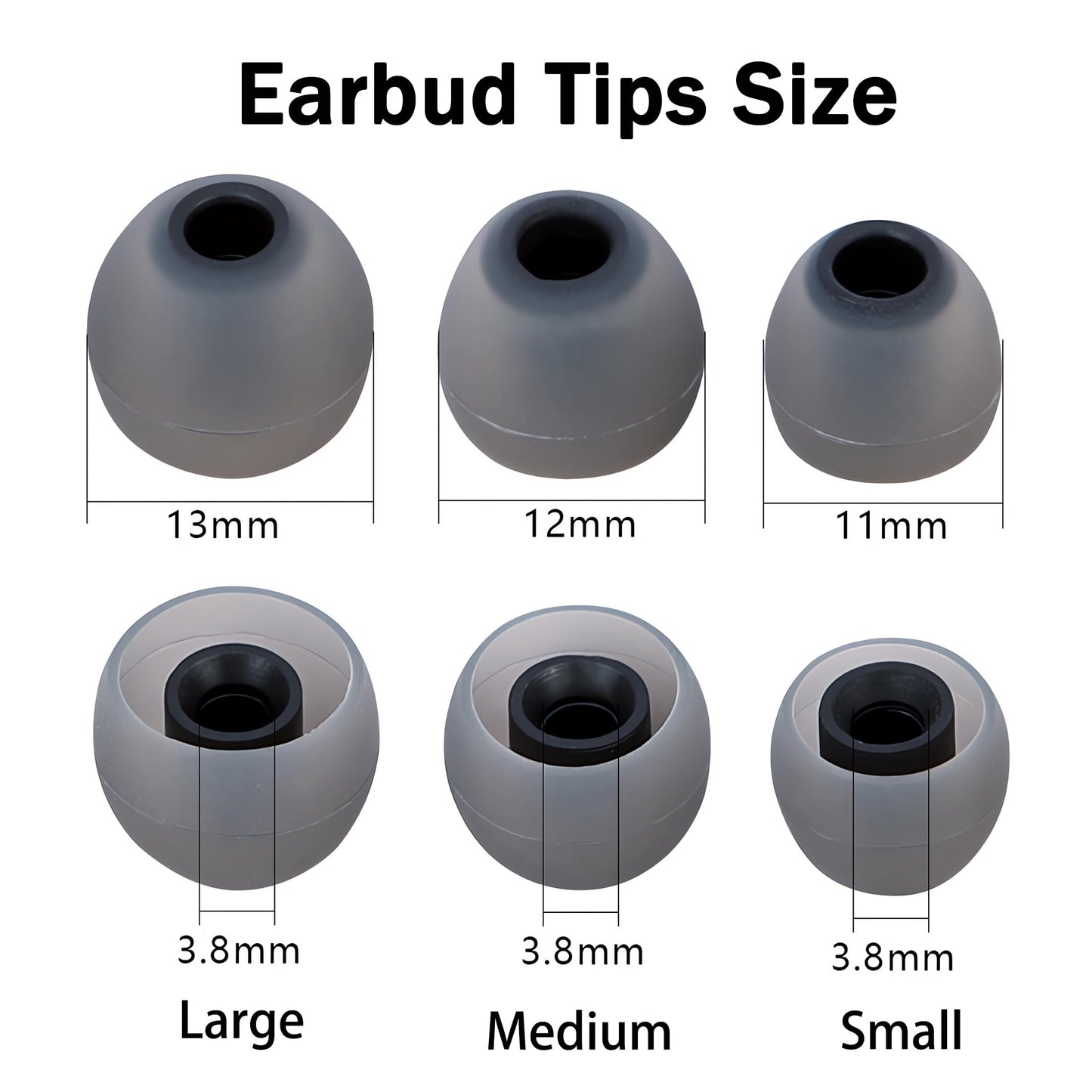 MQIMY Silicone Replacement Earbud Tips Earbud Covers Eartips Fit Most in-Ear Earbuds(Inner Hole 3.8mm -5.1mm) Headphone Earbuds Rubber Tips 18 Pairs S