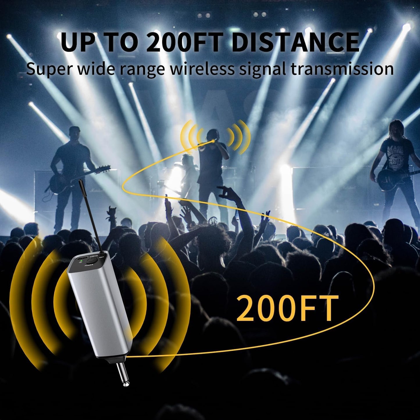 voijump Wireless Microphone, Handheld UHF Dual Metal Cordless Dynamic Mic System with Rechargeable Receiver,200ft Range,for Karaoke, Speech, Party