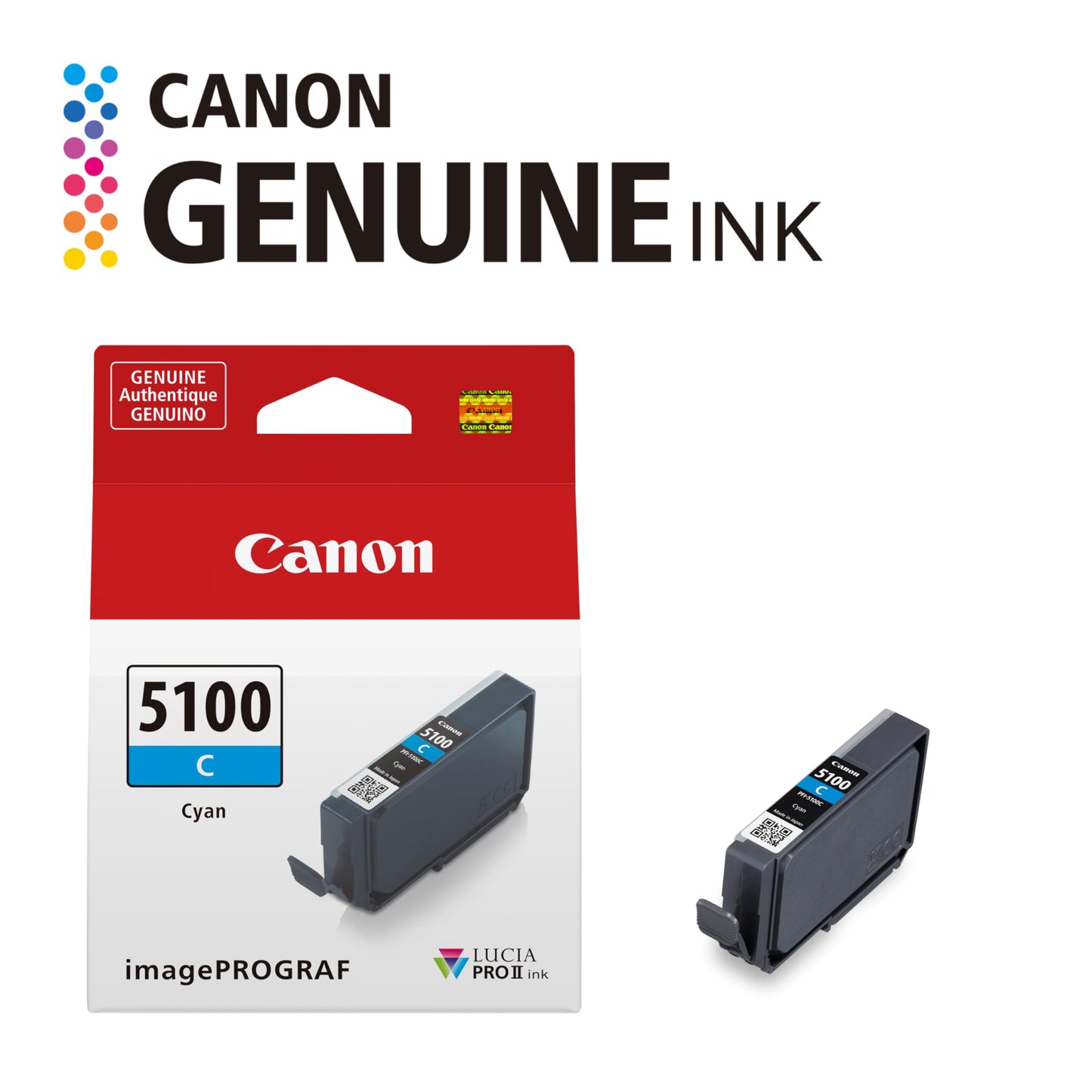 Canon PFI-5100 Genuine Cyan Ink Tank, Compatible with ImagePROGRAF PRO-310 Printers