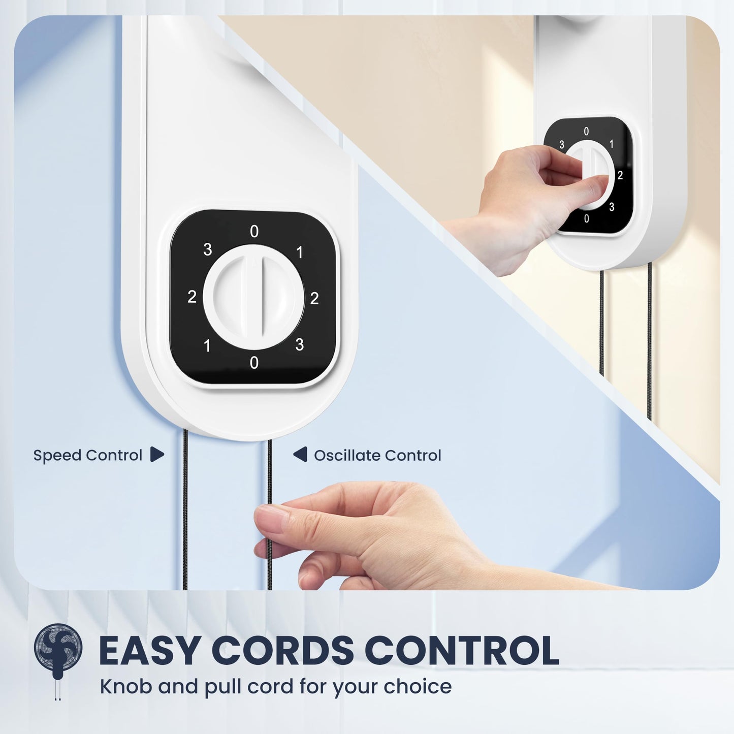 Simple Deluxe 16? Oscillating Wall Mount Fan, 3-Speed Mounted Fan Max 1350 CFM & 18ft/s Powerful Airflow, 80° Horizontal 30° Vertical Tilt, Pull Chain