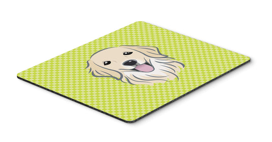 Caroline's Treasures BB1267MP Checkerboard Lime Green Golden Retriever Mouse Pad, Hot Pad or Trivet for Home Office Gaming Working Computers Laptop
