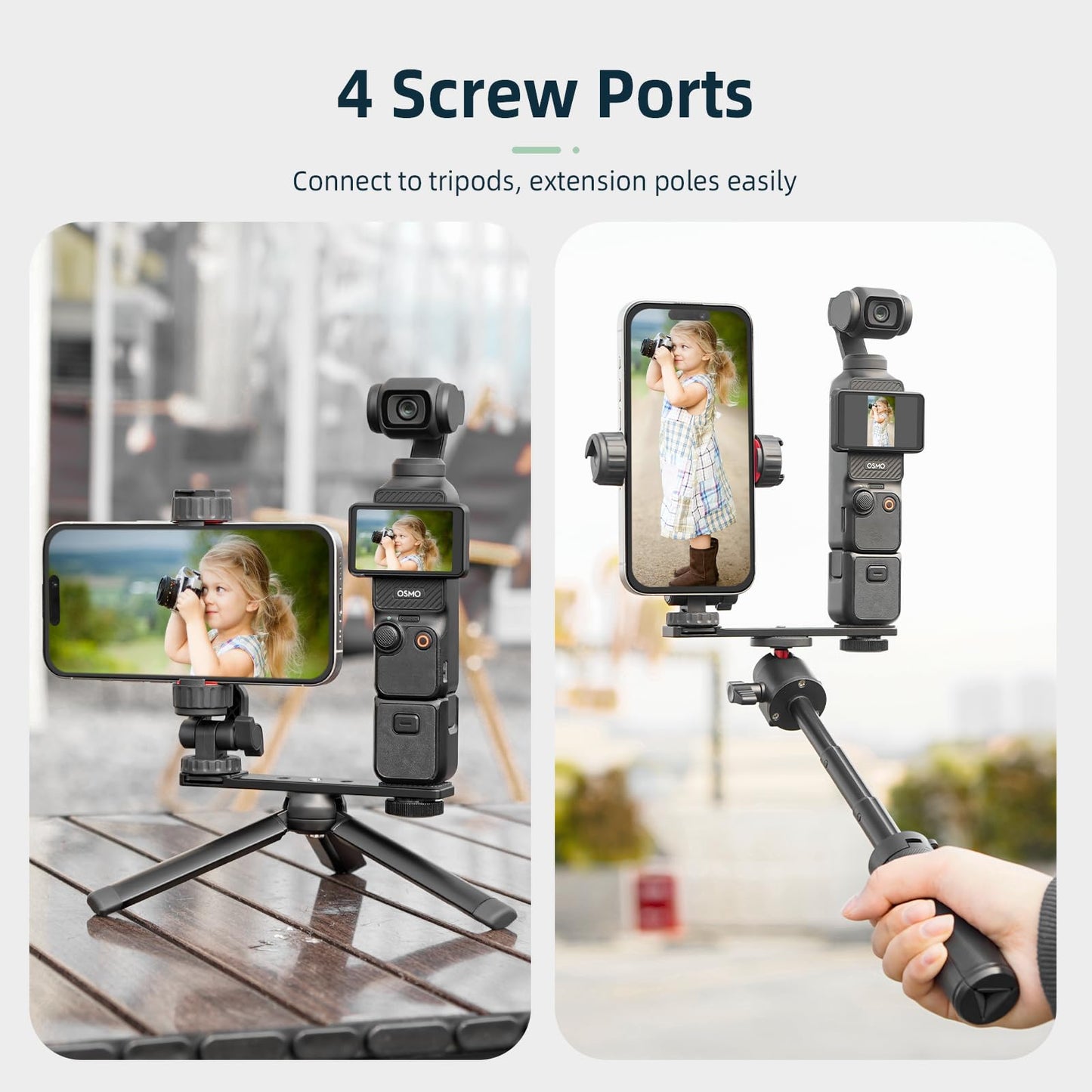 BRDRC Pocket 3 Phone Holder Mount, Metal Expansion Adapter Phone Clip with 1/4” Screw and Cold Shoe for DJI Osmo Pocket 3 Creator Combo Accessories