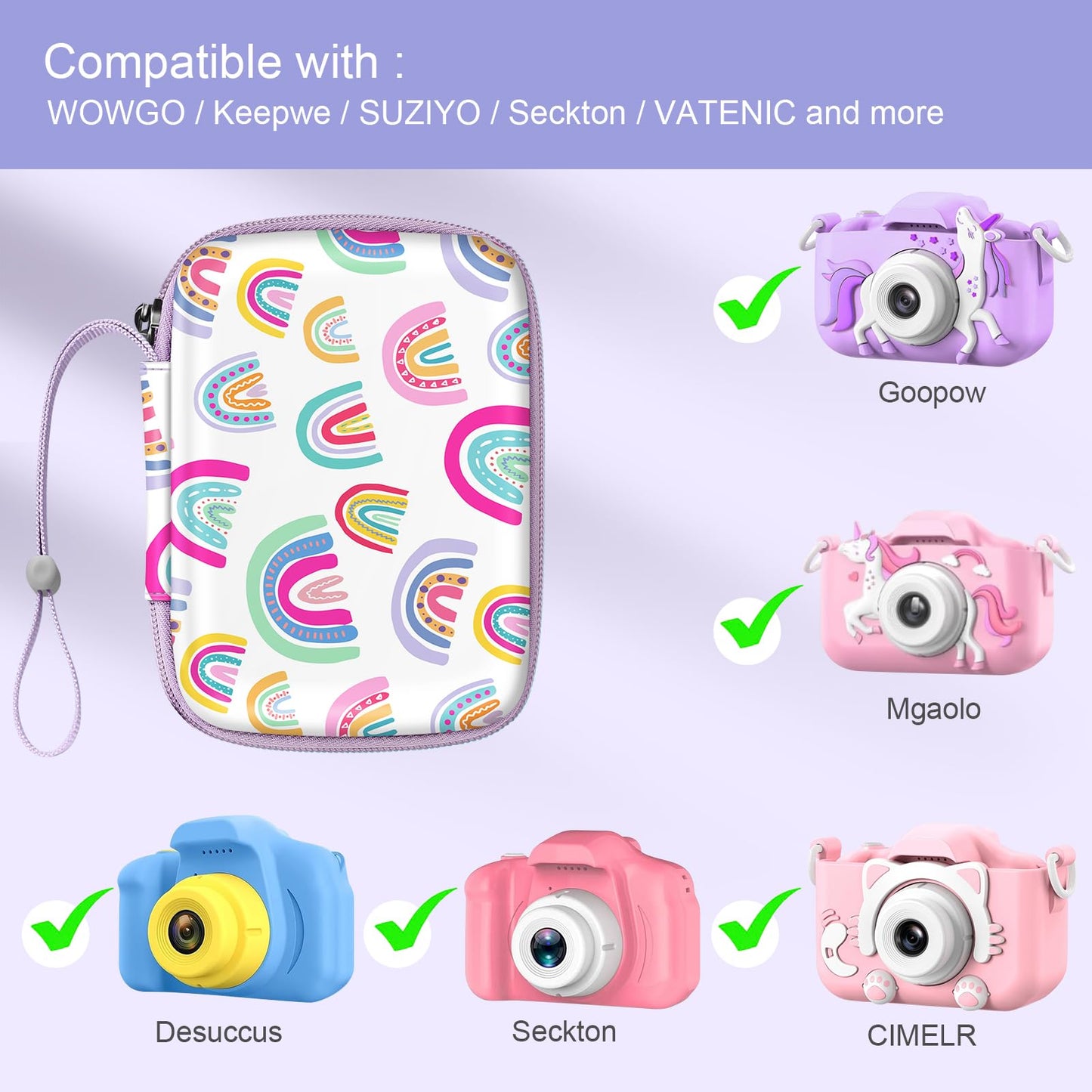 FINTIE Kids Camera Case Compatible with Goopow/Seckton/Dylanto/Mgaolo/Masterbee/CIMELR/Desuccus Kids Digital Camera Toys, Children Carrying Bag