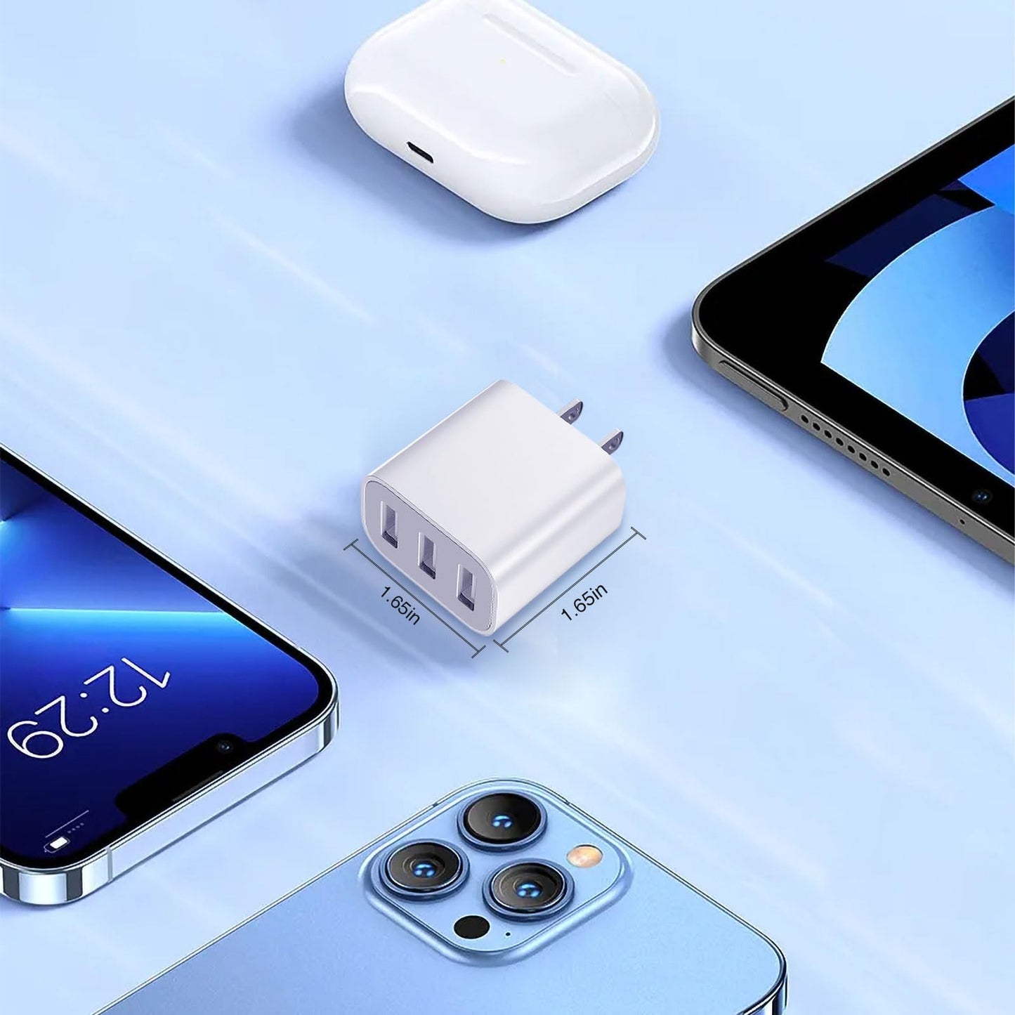 3 USB A Ports Charger Block?YTFCYIKBG Cell Phone wall Chargers?USB Cube wall Plug?for iPhone 14/13/12/11/X/XR/X/8/7/6, Galaxy, Android Phones and More