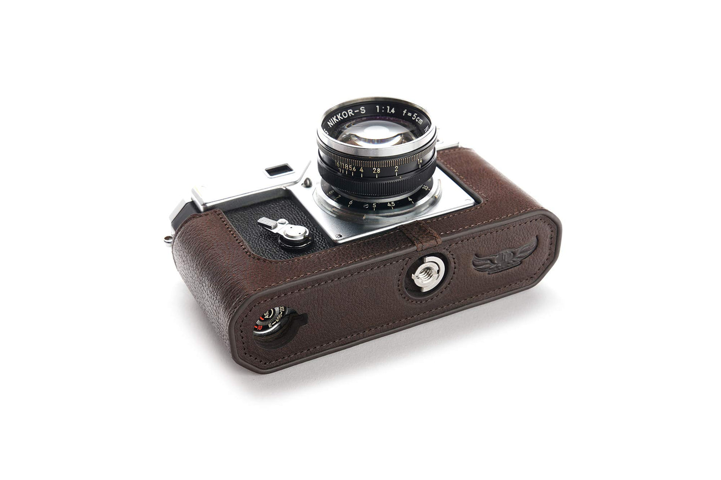 S3 Film Camera Case, BolinUS Handmade Genuine Real Leather Half Camera Case Bag Cover for Nikon S3 Film Camera with Hand Strap (Coffee)
